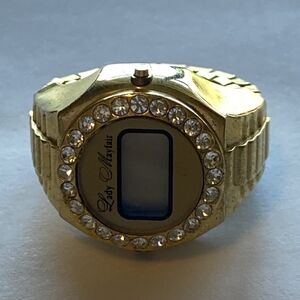 Vintage Gold Crystal Ring Watch